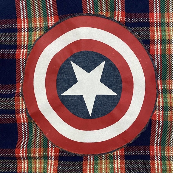 UNIQUE Vintage JCPenney Big Mac Captain America Flannel Shirt Mens L USA Made - Picture 2 of 14